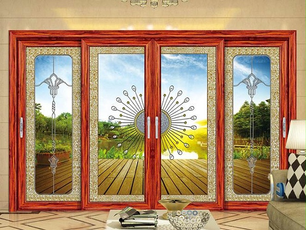 190镶嵌玻璃推拉门