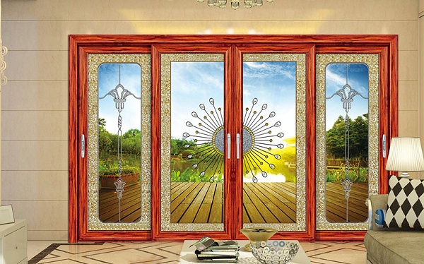 190镶嵌玻璃推拉门